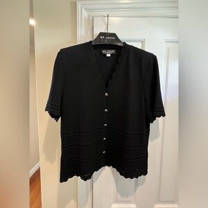 St. John Black Short Sleeve Cardigan